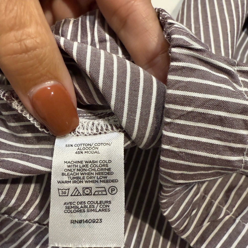 NWT - LOFT Striped Cotton Blend Side Tie Pocket Shirt - XL - Picture 5 of 7
